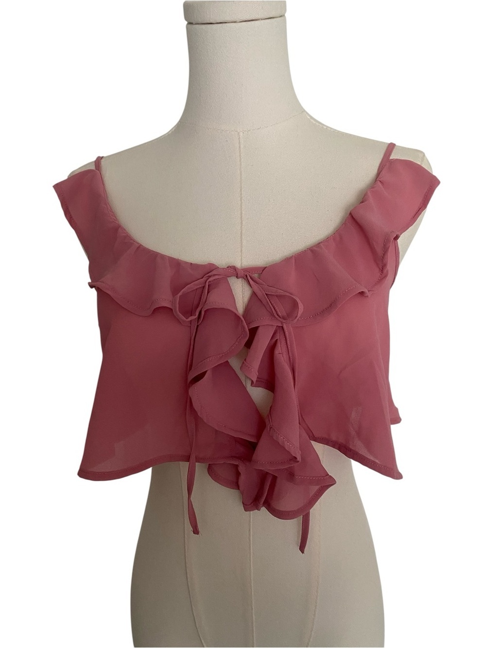 Ruffled Tie-Front Camisole in Dusty Rose